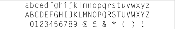 Sample of Letter Gothic logo design font