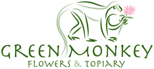 Green Monkey Flowers and Topiary Gardening company logo design